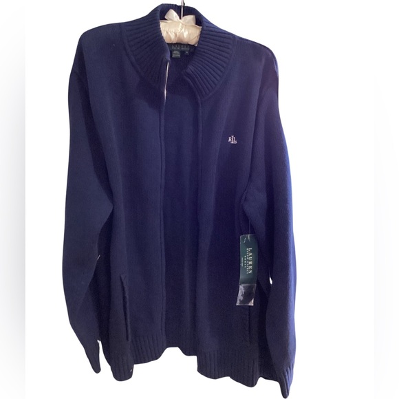 Lauren Ralph Lauren Sweaters - 🚨Final Sale🚨!! NWT Ralph Lauren Navy Full Zipper Sweater w/Embroidered RL